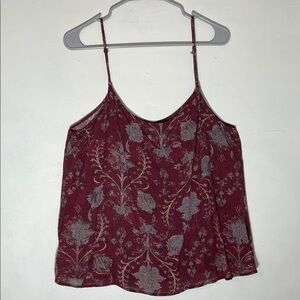 Peruvian Connection Floral Burgundy Camisole Top XL